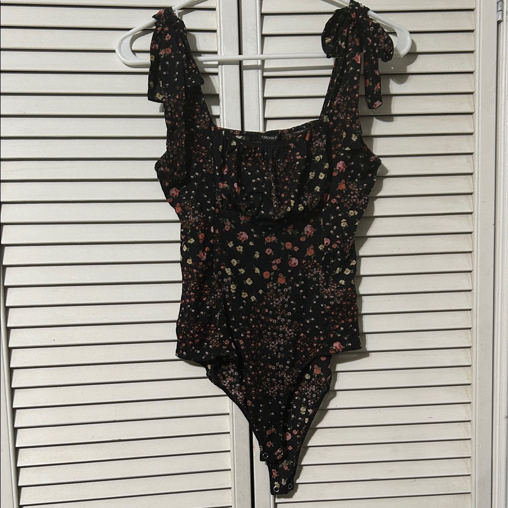 Forever 21 Black Floral Women’s Bodysuit